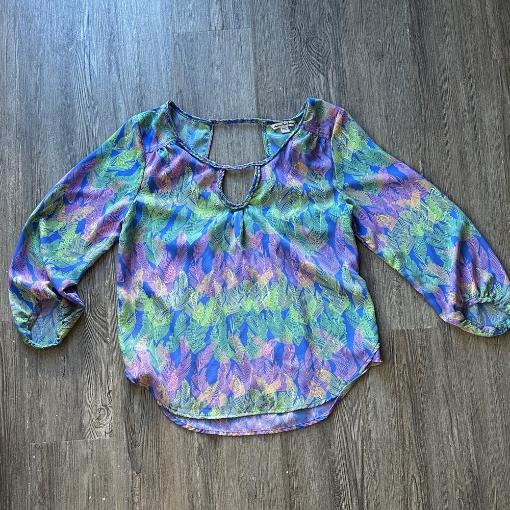 American Eagle Outfitters Multicolor Leaf Blouse